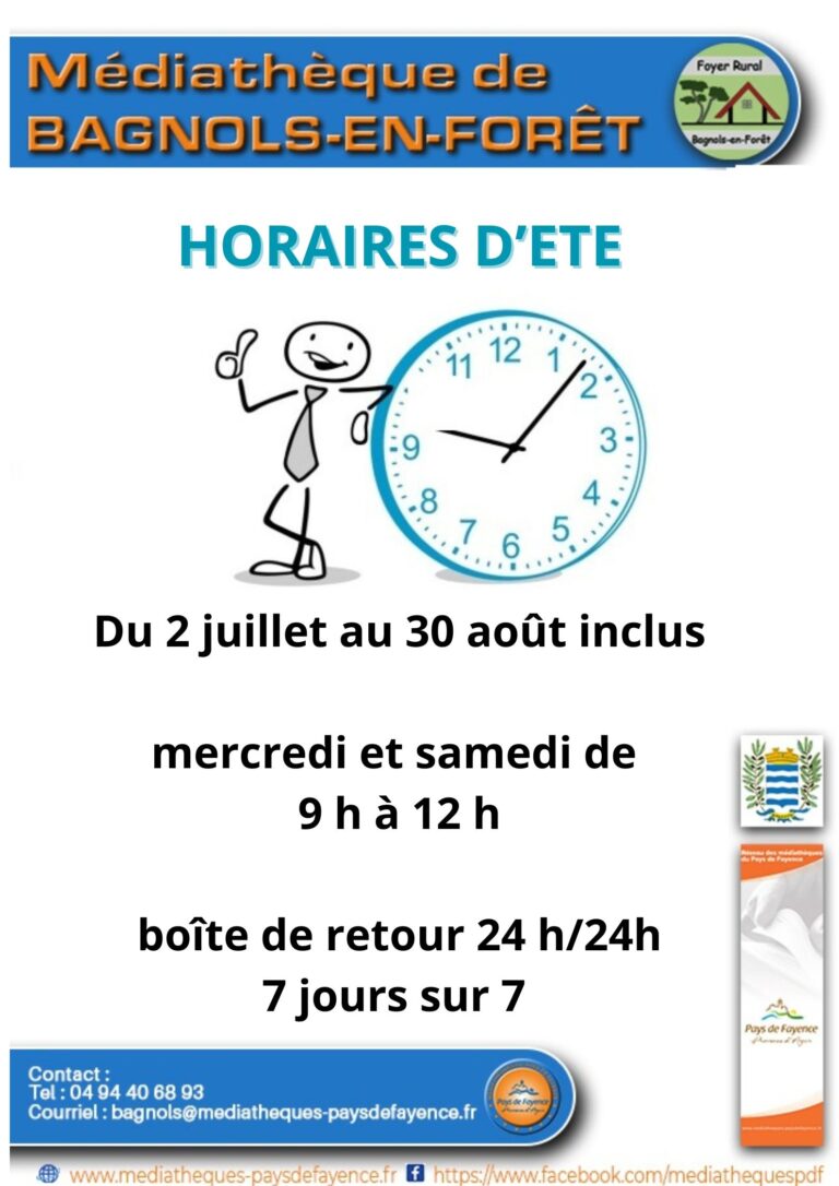 HORAIRE D’ETE 2025