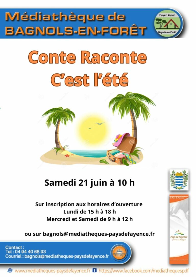 Contes raconte c’est l’été Samedi 21 juin à 10h