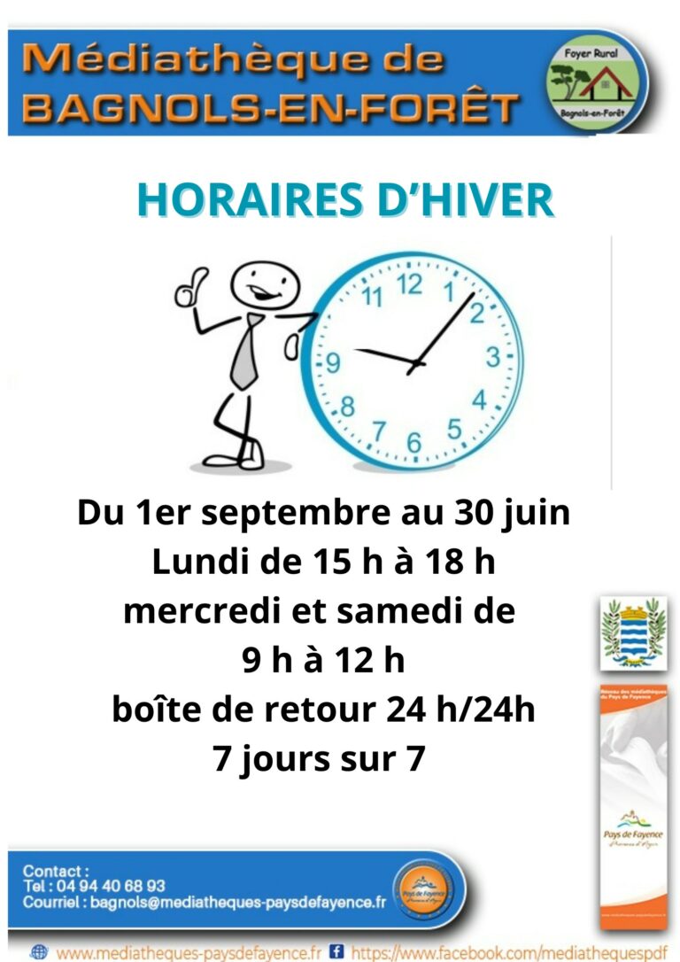 Horaire d’hiver de la médiathèque