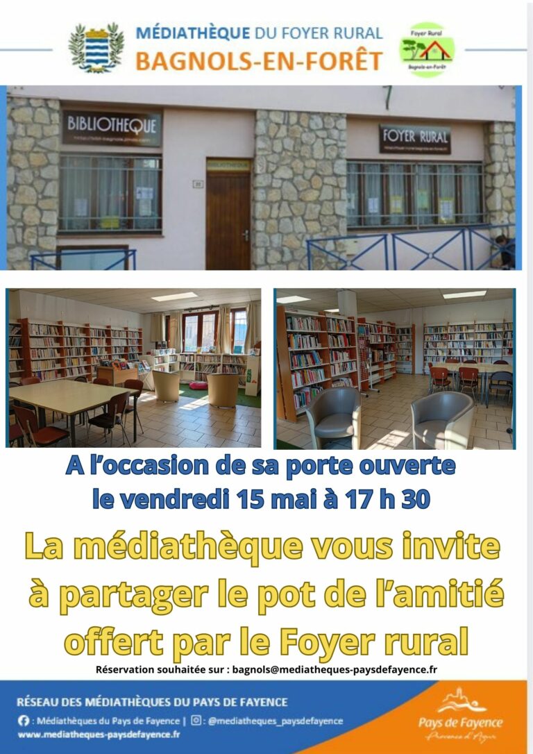 RV LE 15 MAI A LA BIBLIOTHEQUE PORTE OUVERTE ET RENCONTRE