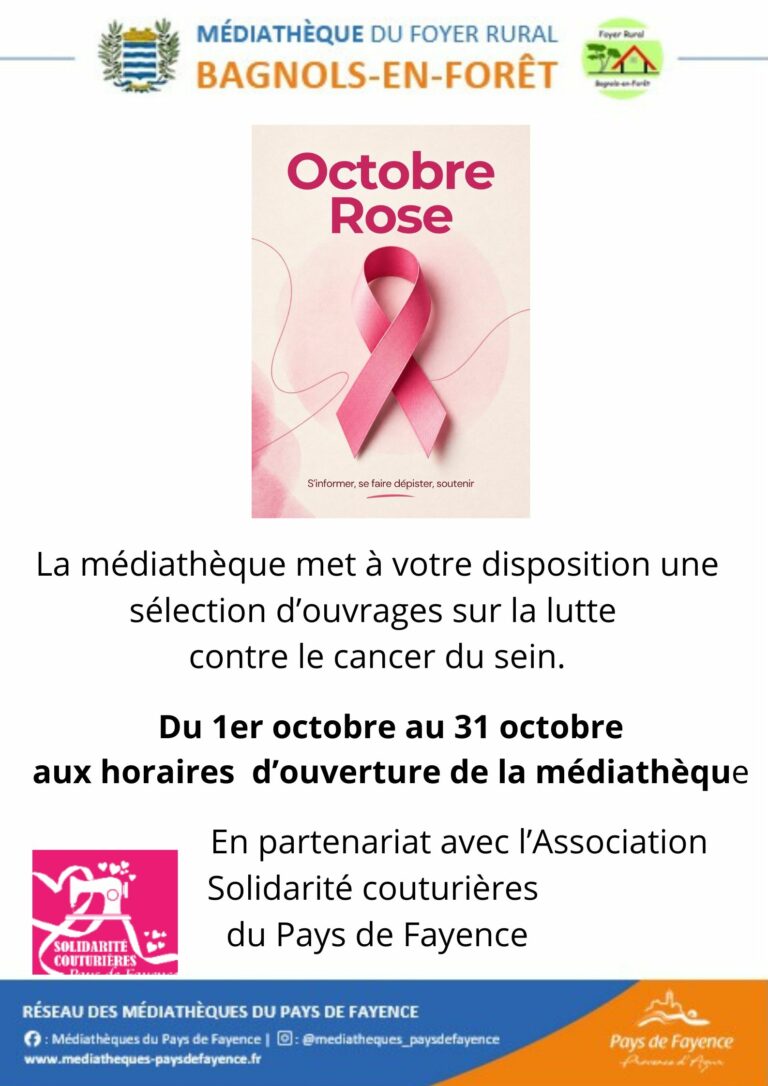 Octobre rose Livres sur le cancer à la bibliothèque